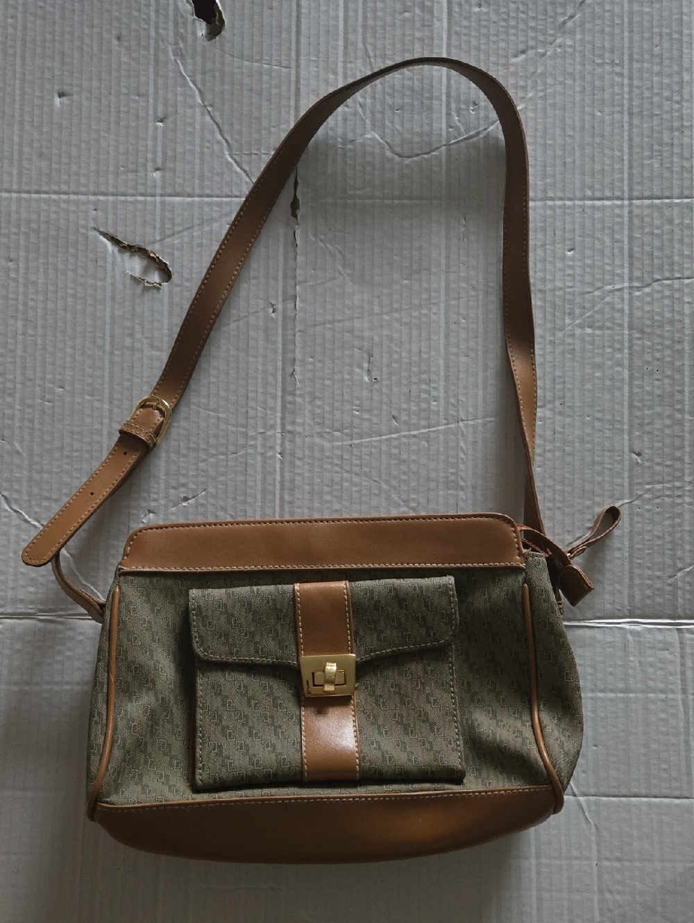 Carryland Brown Canvas and Faux Leather Crossbody Bag (22 inches)